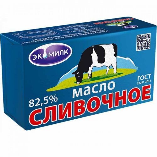 Масло сливочное "Экомилк" коровка 82,5%, 450г. Масло сливочное "Экомилк" коровка 82,5%, 450г.