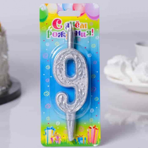 Свеча для торта "Серебряный узор" №9 Свеча для торта "Серебряный узор" №9