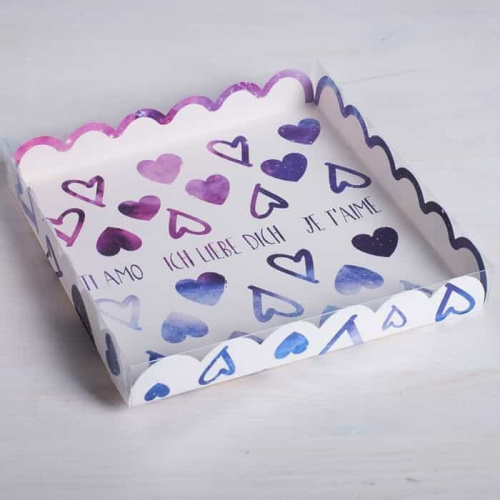 Коробка для кондитерских изделий "I lov you", 21*21*3см фото 2