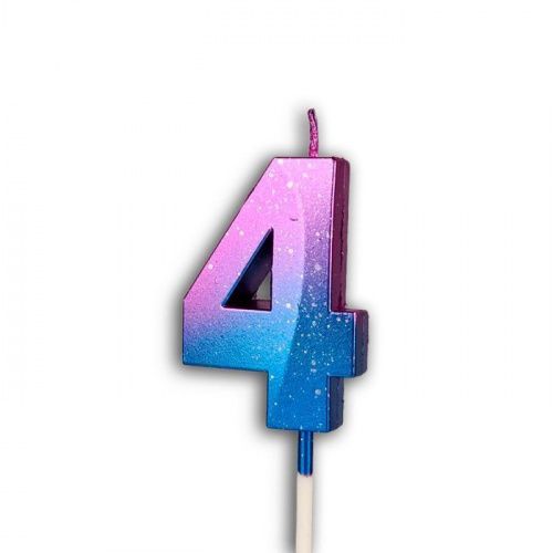 Свеча цифра "4" Грань, акварель, 12см Свеча цифра "4" Грань, акварель, 12см