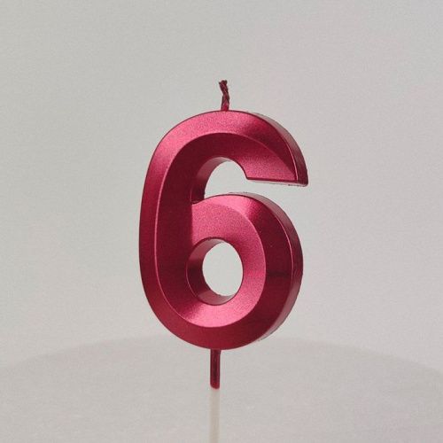 Свеча цифра "6", красная Свеча цифра "6", красная